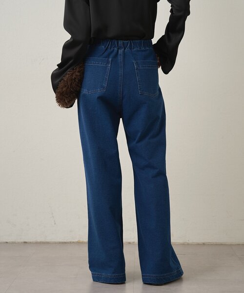 Omekashi（オメカシ）の「スウェットデニムフレアパンツ（デニムパンツ・レディース・ネイビー/チャコールグレー・38/36）」の12枚目の写真