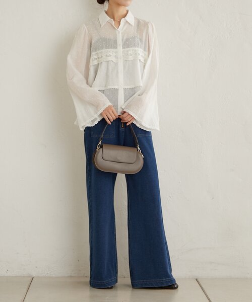 Omekashi（オメカシ）の「スウェットデニムフレアパンツ（デニムパンツ・レディース・ネイビー/チャコールグレー・38/36）」の19枚目の写真