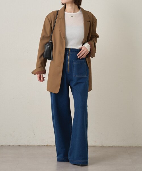 Omekashi（オメカシ）の「スウェットデニムフレアパンツ（デニムパンツ・レディース・ネイビー/チャコールグレー・38/36）」の22枚目の写真