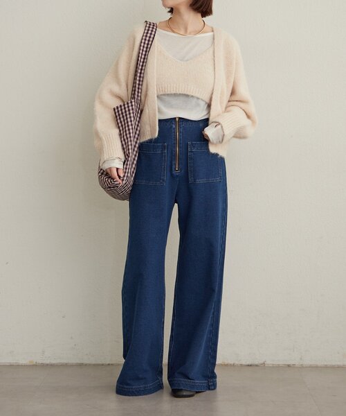 スウェットデニムフレアパンツ（デニムパンツ）｜Omekashi（オメカシ