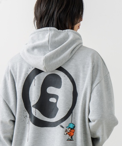 brknhome(ブロークンホーム)の「【BRKNHOME/ブロークンホーム】バックプリント フルジップ スウェットパーカー(パーカー・メンズ・ブラック/杢グレー・MEDIUM/LARGE)」の2枚目の写真
