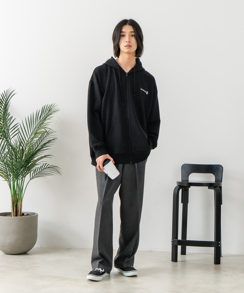 brknhome(ブロークンホーム)の「【BRKNHOME/ブロークンホーム】バックプリント フルジップ スウェットパーカー(パーカー・メンズ・ブラック/杢グレー・MEDIUM/LARGE)」の10枚目の写真
