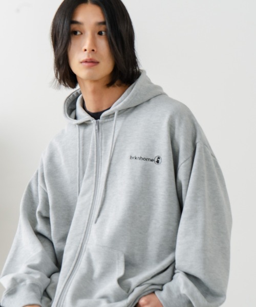 brknhome(ブロークンホーム)の「【BRKNHOME/ブロークンホーム】バックプリント フルジップ スウェットパーカー(パーカー・メンズ・ブラック/杢グレー・MEDIUM/LARGE)」の16枚目の写真