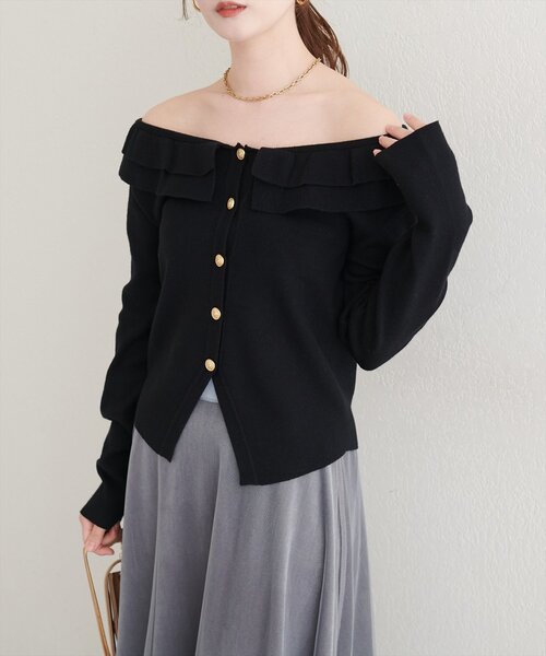 ジャストカヴァッリ フリル ボレロ カーディガン size40/黒 ◇■