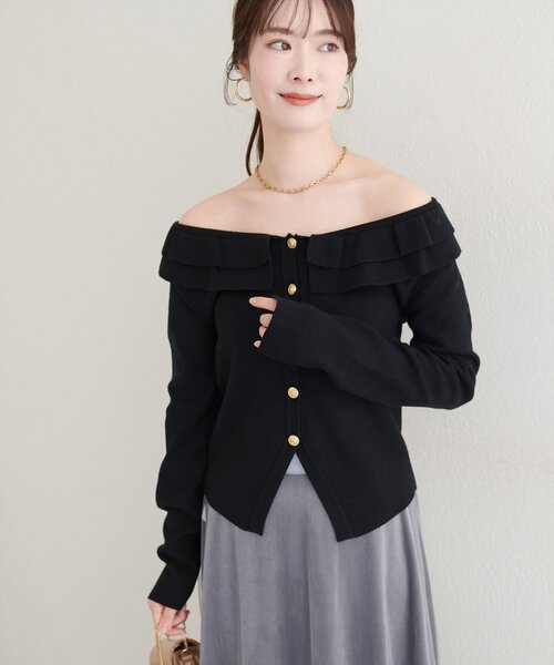 WEB限定】フリルカラーカーデ（カーディガン/ボレロ）｜natural