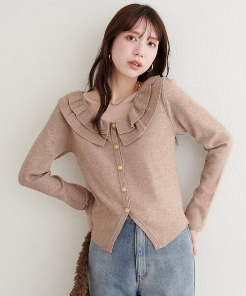 WEB限定】フリルカラーカーデ（カーディガン/ボレロ）｜natural