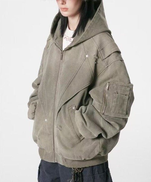 WESTSEA（ウエストシー）の「ダメージ加工 フルジップ ブルゾン（ブルゾン・メンズ・ミント/ベージュ/ブラック・L/M）」の8枚目の写真