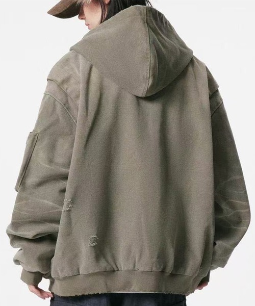 WESTSEA（ウエストシー）の「ダメージ加工 フルジップ ブルゾン（ブルゾン・メンズ・ミント/ベージュ/ブラック・L/M）」の9枚目の写真