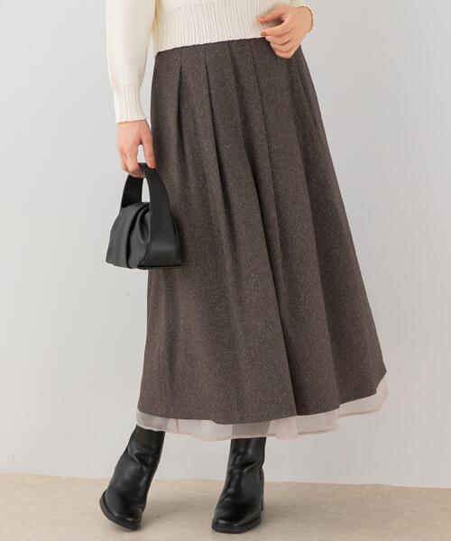 アーバンリサーチ ロッソ（URBAN RESEARCH ROSSO）/F by ROSSO　ツイードライクフレアスカート セール】F by ROSSO ツイードライクフレアスカート（スカート）｜F by