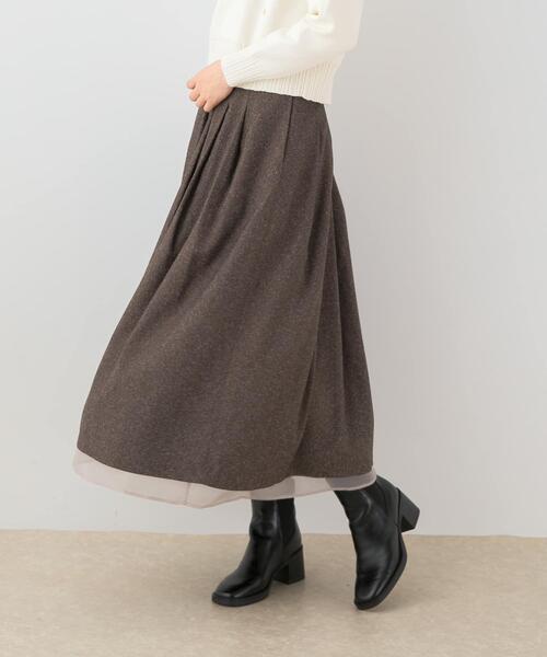 F by ROSSO（エフバイロッソ）の「F by ROSSO　ツイードライクフレアスカート（スカート・レディース・チャコールグレー/ブラウン・38/36）」の4枚目の写真