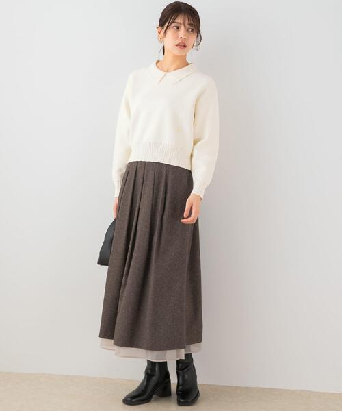 セール】F by ROSSO ツイードライクフレアスカート（スカート）｜F by