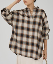Rouge vif | オンブレーチェックオーバーシャツ(シャツ/ブラウス)
