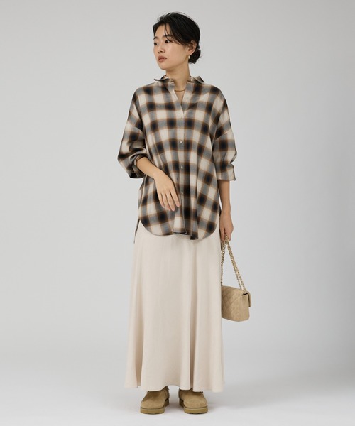 Rouge vif（ルージュヴィフ）の「オンブレーチェックオーバーシャツ（シャツ/ブラウス・レディース・グレー/ブラウン・フリー）」の14枚目の写真