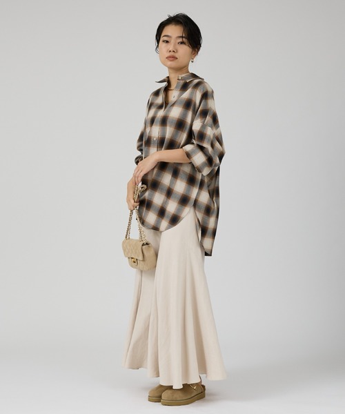 Rouge vif（ルージュヴィフ）の「オンブレーチェックオーバーシャツ（シャツ/ブラウス・レディース・グレー/ブラウン・フリー）」の15枚目の写真