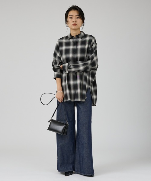 Rouge vif（ルージュヴィフ）の「オンブレーチェックオーバーシャツ（シャツ/ブラウス・レディース・グレー/ブラウン・フリー）」の18枚目の写真
