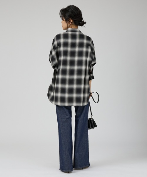 Rouge vif（ルージュヴィフ）の「オンブレーチェックオーバーシャツ（シャツ/ブラウス・レディース・グレー/ブラウン・フリー）」の21枚目の写真
