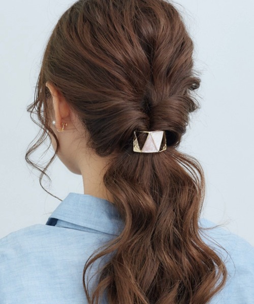 セール】エポ配色フックポニー ヘアカフ（バレッタ/ヘアクリップ