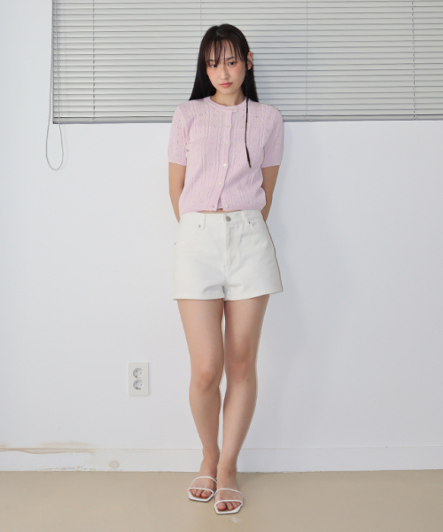 RONRON(ロンロン)の「EYELET BUTTON KNIT CARDIGAN SOFT PURPLE(カーディガン/ボレロ・レディース・その他・FREE)」の4枚目の写真