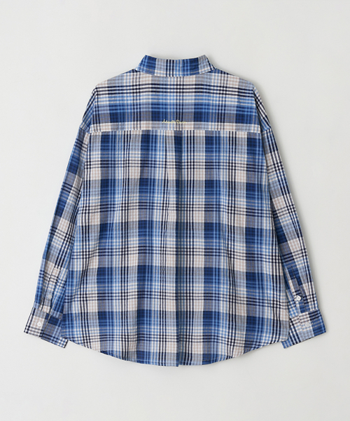 RONRON(ロンロン)の「CHECK STITCH HEART POCKET OVER FIT SHIRT BLUE(シャツ/ブラウス・レディース・その他・FREE)」の2枚目の写真
