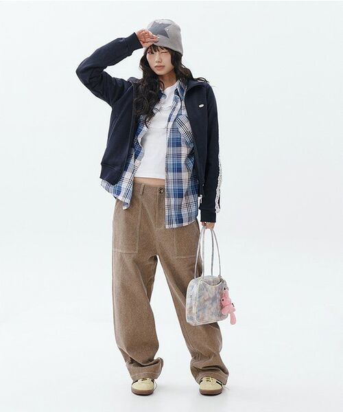 RONRON(ロンロン)の「CHECK STITCH HEART POCKET OVER FIT SHIRT BLUE(シャツ/ブラウス・レディース・その他・FREE)」の7枚目の写真