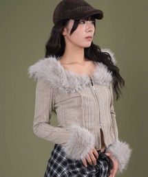 dispark | DISPARK/【25年秋冬新作】ファーデザインジップニット(カーディガン/ボレロ)