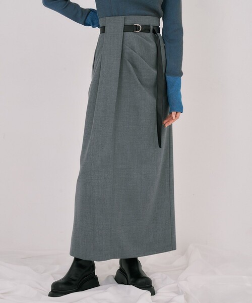 UNITED TOKYO(ユナイテッドトウキョウ)の「【残りわずか!】タックドレープアイラインスカート|オフィスカジュアル/オケージョン/ストレッチ/防シワ/通勤/細見え/冬服(スカート・レディース・ブラウン/グレー・1/2)」の1枚目の写真
