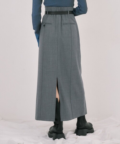 UNITED TOKYO(ユナイテッドトウキョウ)の「【残りわずか!】タックドレープアイラインスカート|オフィスカジュアル/オケージョン/ストレッチ/防シワ/通勤/細見え/冬服(スカート・レディース・ブラウン/グレー・1/2)」の6枚目の写真