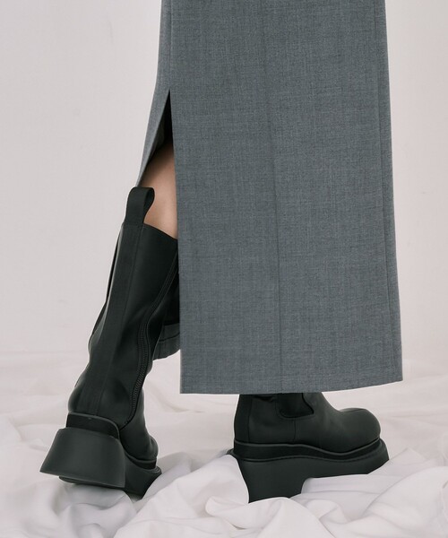 UNITED TOKYO(ユナイテッドトウキョウ)の「【残りわずか!】タックドレープアイラインスカート|オフィスカジュアル/オケージョン/ストレッチ/防シワ/通勤/細見え/冬服(スカート・レディース・ブラウン/グレー・1/2)」の8枚目の写真