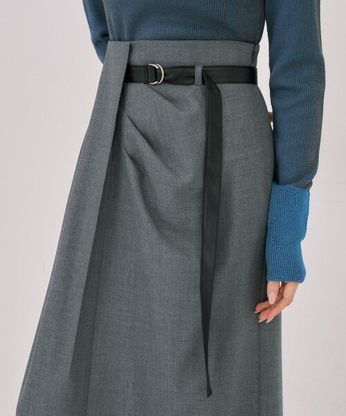 UNITED TOKYO(ユナイテッドトウキョウ)の「【残りわずか!】タックドレープアイラインスカート|オフィスカジュアル/オケージョン/ストレッチ/防シワ/通勤/細見え/冬服(スカート・レディース・ブラウン/グレー・1/2)」の9枚目の写真