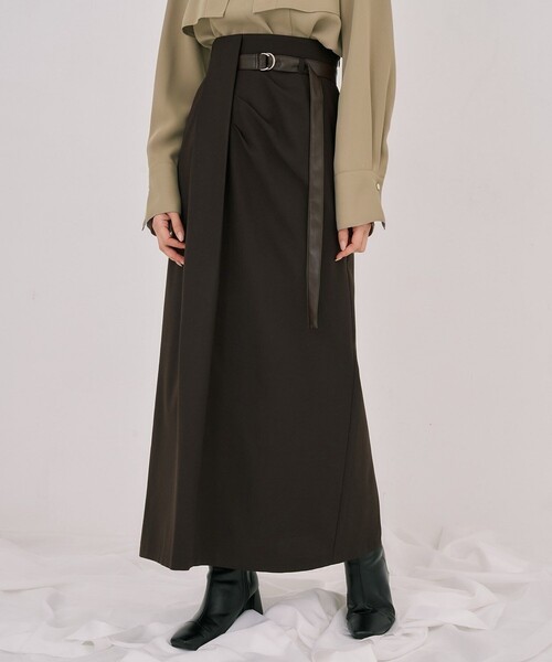 UNITED TOKYO(ユナイテッドトウキョウ)の「【残りわずか!】タックドレープアイラインスカート|オフィスカジュアル/オケージョン/ストレッチ/防シワ/通勤/細見え/冬服(スカート・レディース・ブラウン/グレー・1/2)」の12枚目の写真