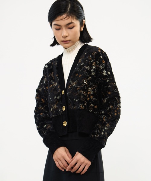 MURRAL(ミューラル)の「【MURRAL/ミューラル】Camouflage embroidered knit cardigan/カモフラージュ エンブロイダードニットカーディガン(カーディガン/ボレロ・レディース・ブラック/アイボリー・FREE)」の2枚目の写真
