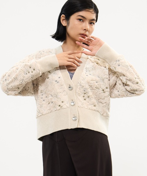 MURRAL(ミューラル)の「【MURRAL/ミューラル】Camouflage embroidered knit cardigan/カモフラージュ エンブロイダードニットカーディガン(カーディガン/ボレロ・レディース・ブラック/アイボリー・FREE)」の9枚目の写真