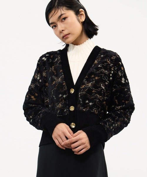 MURRAL/ミューラル】Camouflage embroidered knit cardigan