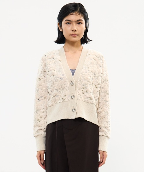 MURRAL/ミューラル】Camouflage embroidered knit cardigan