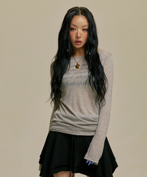 LETTERING SHEER LONG SLEEVE_GY