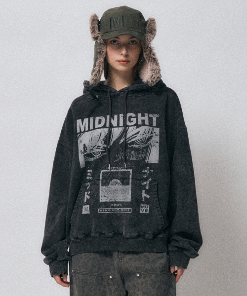 Midnight Move（ミッドナイトムーブ）の「st cartoon hood [dark grey]（パーカー・レディース・その他・FREE）」の4枚目の写真