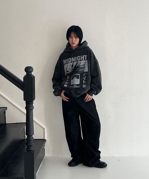 Midnight Move（ミッドナイトムーブ）の「st cartoon hood [dark grey]（パーカー・レディース・その他・FREE）」の5枚目の写真
