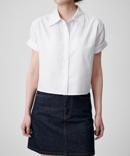 MUSINSA STANDARD WOMAN（ムシンサスタンダードウーマン）の「ウィメンズオックスフォードクロップ半袖シャツ[ホワイト]（シャツ/ブラウス・レディース・その他・SMALL/MEDIUM）」の6枚目の写真