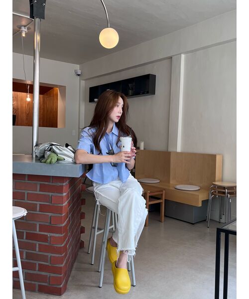 MUSINSA STANDARD WOMAN（ムシンサスタンダードウーマン）の「ウィメンズオックスフォードクロップ半袖シャツ[ホワイト]（シャツ/ブラウス・レディース・その他・SMALL/MEDIUM）」の12枚目の写真
