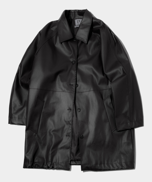 PLACE STUDIO（プレイススタジオ）の「ワークフレンチクラシックオーバーサイズハーフレザーコート[ブラック]（ライダースジャケット・レディース・ブラック・FREE）」の2枚目の写真