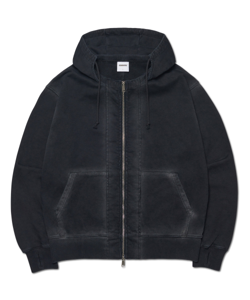 NOMANUAL(NOMANUAL)の「AFTER HOODED ZIP-UP - WASHED BLACK(パーカー・レディース・その他・SMALL/MEDIUM/LARGE)」の1枚目の写真