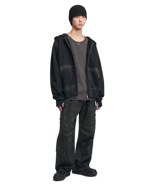 NOMANUAL(NOMANUAL)の「AFTER HOODED ZIP-UP - WASHED BLACK(パーカー・レディース・その他・SMALL/MEDIUM/LARGE)」の3枚目の写真