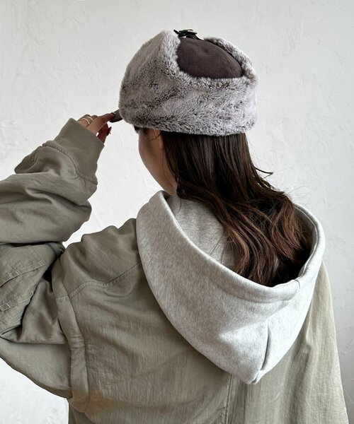 DISCOAT（ディスコート）の「フライトファーキャップ（キャップ・レディース・ダークブラウン/ベージュ・FREE）」の5枚目の写真