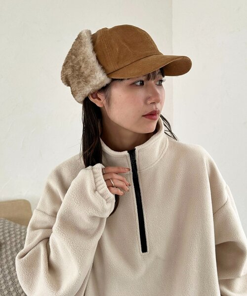 DISCOAT（ディスコート）の「フライトファーキャップ（キャップ・レディース・ダークブラウン/ベージュ・FREE）」の9枚目の写真