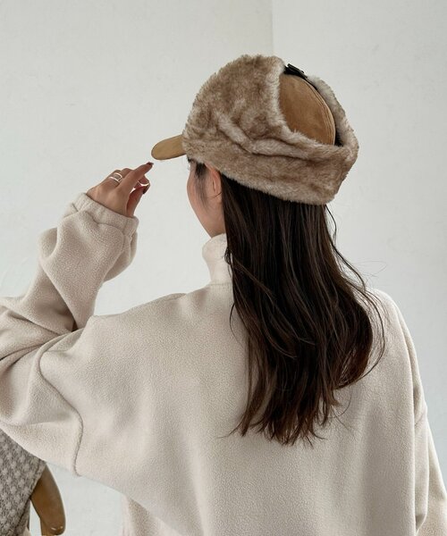 DISCOAT（ディスコート）の「フライトファーキャップ（キャップ・レディース・ダークブラウン/ベージュ・FREE）」の11枚目の写真