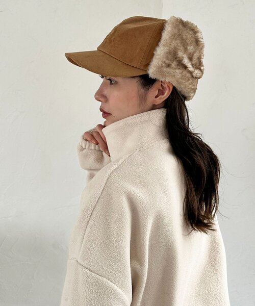 DISCOAT（ディスコート）の「フライトファーキャップ（キャップ・レディース・ダークブラウン/ベージュ・FREE）」の12枚目の写真