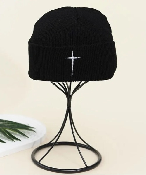 UP START（アップスタート）の「Y2K　ニットキャップ ビーニー(BDS)（ニットキャップ/ビーニー・レディース・ブラック・FREE）」の2枚目の写真