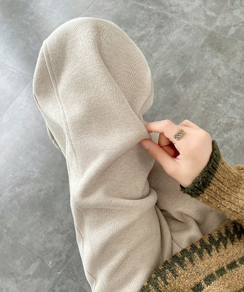 HANDO(ハンド)の「ヘリンボーン柄ワイドリラックスパンツ(スウェットパンツ・レディース・アイボリー/ベージュ/チャコール・S/M/L/XL/XXL)」の21枚目の写真