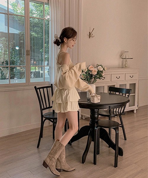 Jasmine Grandiflorum（ジャスミングランディフローラム）の「【Jasmine】ケープス編みニットキャミソール＋ボレロ（アンサンブル・レディース・アイボリー/ライトブルー・FREE）」の7枚目の写真