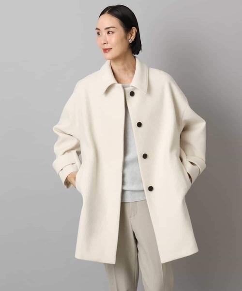 MICHEL KLEIN（ミッシェル・クラン）の「Super100ウールステンカラーコート（ステンカラーコート・レディース・ラベンダー/カーキ/アイボリー/ブラック・38）」の2枚目の写真